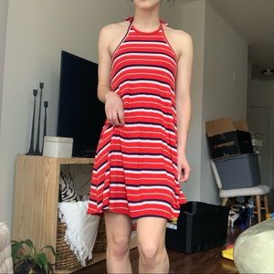 Red White & Blue Stripe Halter Dress